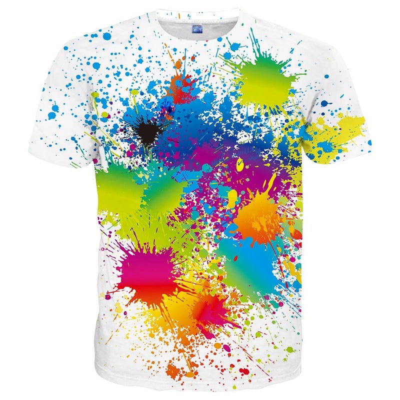 LAIDIPAS Colorful Shirts Unisex 3D Graphic T-Shirts Unisex Casual Top Tees for Men Women White M - Image 1
